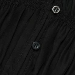 Frame Denim Ruched V-Neck S/S Blouse Noir