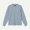 Stussy Mens Stock Logo L/S Crew Slate