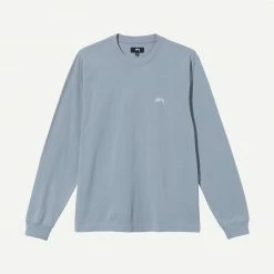 Stussy Mens Stock Logo L/S Crew Slate