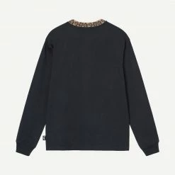 Stussy Flower Mock Neck LS Crew - Black Mens