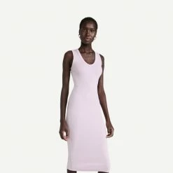 Enza Costa Textured Sleeveless U-Neck Dress - Heather