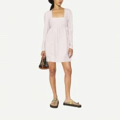 Ganni Hemp Mini Dress - Bright Lilac Womens