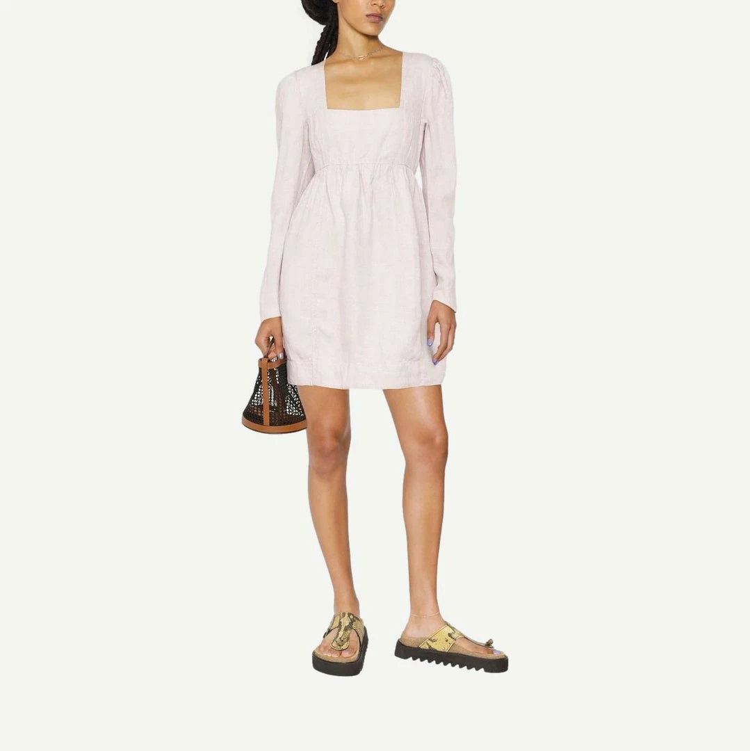 Ganni Hemp Mini Dress - Bright Lilac Womens 4 Ganni Hemp Mini Dress - Bright Lilac Womens