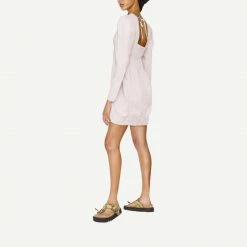 Ganni Hemp Mini Dress - Bright Lilac Womens 8 Ganni Hemp Mini Dress - Bright Lilac Womens