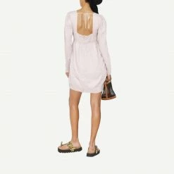 Ganni Hemp Mini Dress - Bright Lilac Womens 9 Ganni Hemp Mini Dress - Bright Lilac Womens