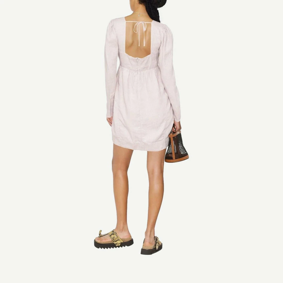 Ganni Hemp Mini Dress - Bright Lilac Womens 6 Ganni Hemp Mini Dress - Bright Lilac Womens