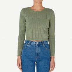 Rolla's Jeans Womens Jane Long Sleeve Knit Tee In Fern