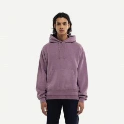 John Elliott Mens Interval Hoodie Washed Bordeaux