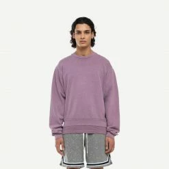 John Elliott Mens Interval Crew In Washed Bordeaux