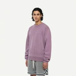 John Elliott Mens Interval Crew In Washed Bordeaux