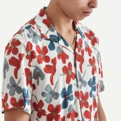 Wax London Didcot Shirt Bright Floral - Red/Blue Mens