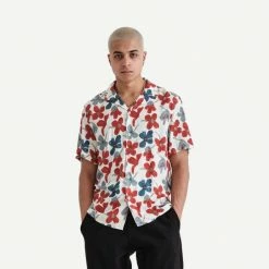 Wax London Didcot Shirt Bright Floral - Red/Blue Mens