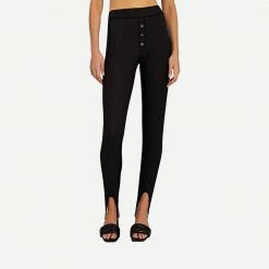 Ganni Stirrup Ribbed Legging Black Womens