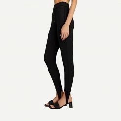 Ganni Stirrup Ribbed Legging Black Womens