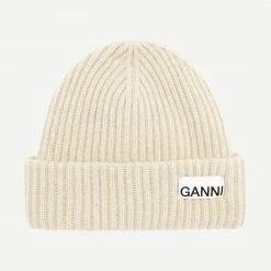 Ganni Rib Knit Beanie Brazilian Sand