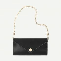 Ganni Envelope Wallet And Chain Black