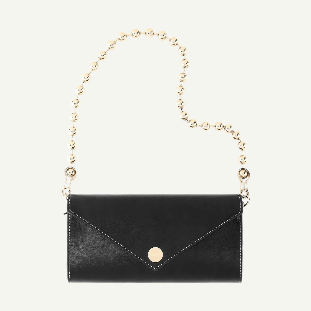 Ganni Envelope Wallet And Chain Black 3 Ganni Envelope Wallet And Chain Black