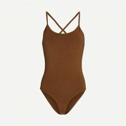 Agolde Dhalia Scoop Bodysuit In Caramel Womens