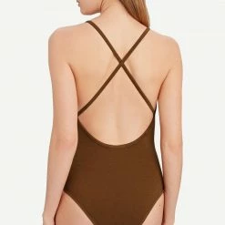 Agolde Dhalia Scoop Bodysuit In Caramel Womens
