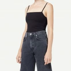 Agolde Squareneck Bodysuit - Black Womens