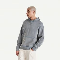 Wax London Buxton Hoodie Heavy Organic Cotton - Light Blue Mens