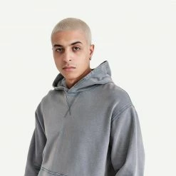 Wax London Buxton Hoodie Heavy Organic Cotton - Light Blue Mens