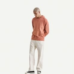 Wax London Mens Buxton Hoodie Heavy Organic Cotton - Rust
