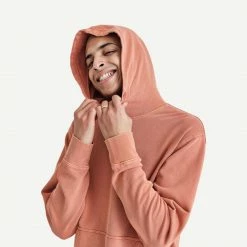 Wax London Mens Buxton Hoodie Heavy Organic Cotton - Rust