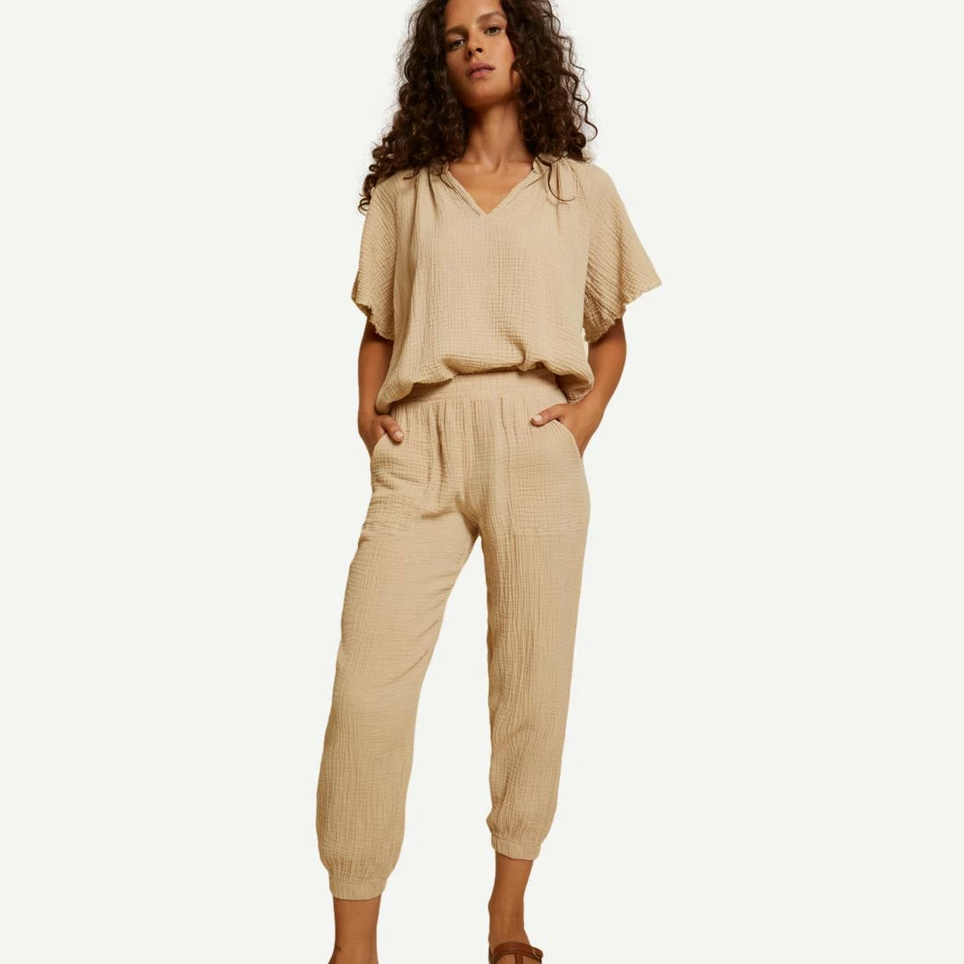Nation LTD Womens Cairo Gauze Lounge Pant - Almond Milk 6 Nation LTD Womens Cairo Gauze Lounge Pant - Almond Milk