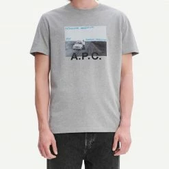 A.P.C. Mens T-Shirt Gauthier In Heathered Light Grey
