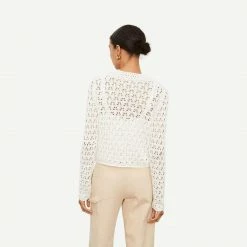 Vince Crochet Cardigan Sweater - Optic White Sweaters & Sweatshirts