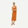 Vince Crochet Knit Midi Skirt - Burnt Orange Womens