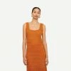 Vince Womens Crochet Square Neck Knit Camisole - Burnt Orange