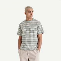 Wax London Dean Tee Trail Stripe - Light Green