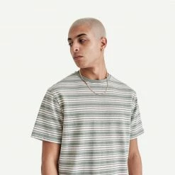 Wax London Dean Tee Trail Stripe - Light Green