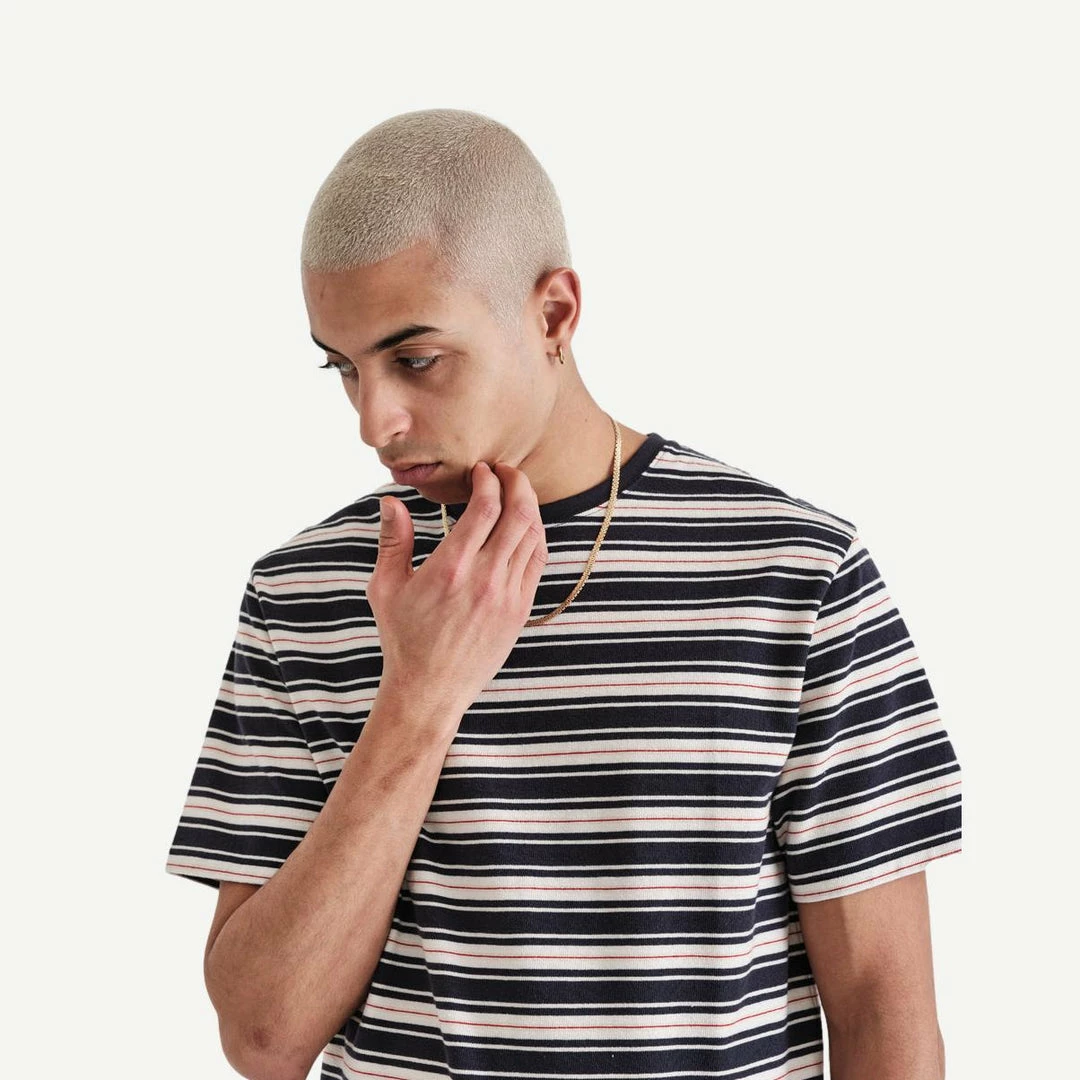Wax London Dean Tee Trail Stripe - Navy 5 Wax London Dean Tee Trail Stripe - Navy
