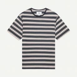 Wax London Dean Tee Trail Stripe - Navy