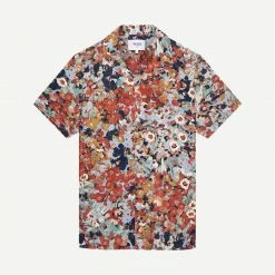Wax London Mens Didcot Shirt Monet Print - Skyblue/Rust
