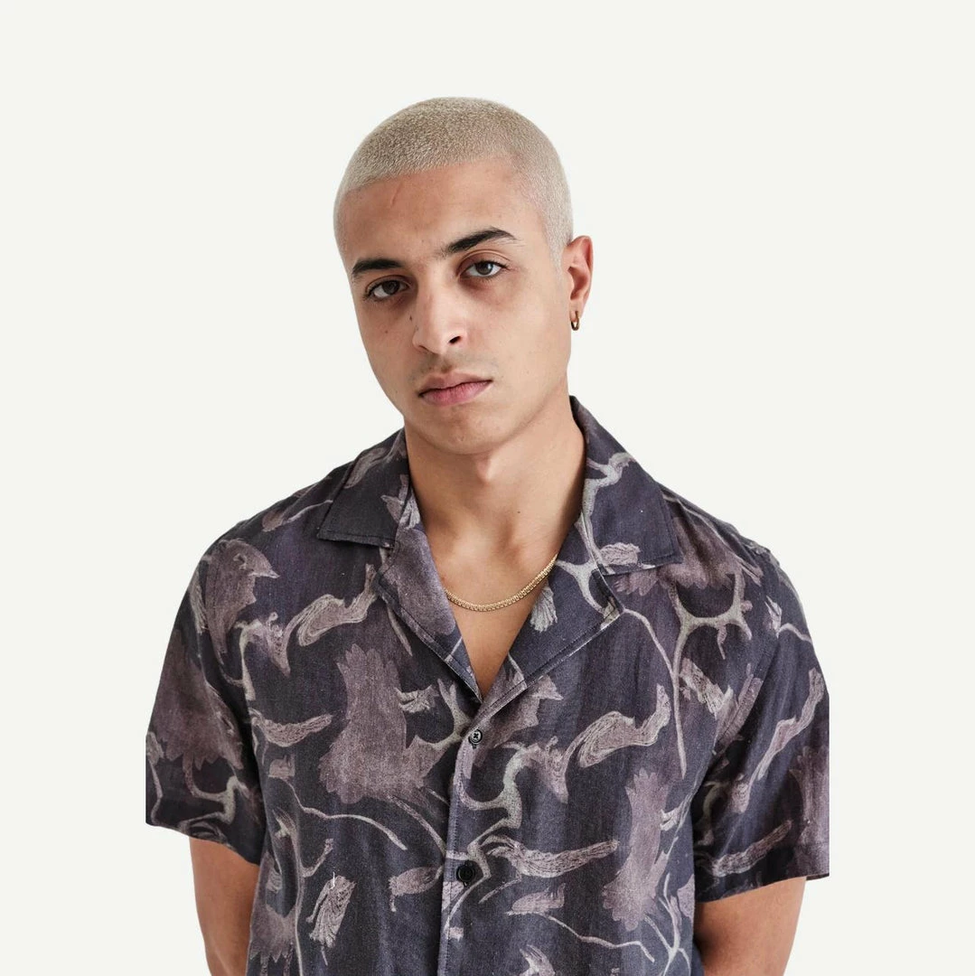 Wax London Didcot Shirt Distorted Floral - Dark 6 Wax London Didcot Shirt Distorted Floral - Dark
