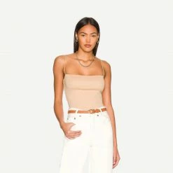 Enza Costa Supima Cotton Essential Strappy Tank - Oat Milk Womens