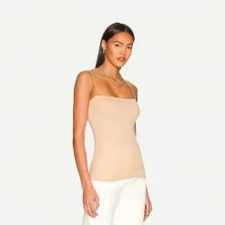 Enza Costa Supima Cotton Essential Strappy Tank - Oat Milk Womens