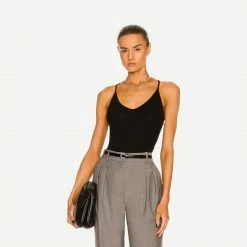 Enza Costa Stretch Silk Knit Baseball Racer Tank - Black