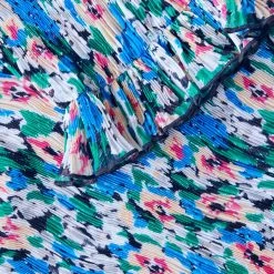 Ganni Pleated Georgette V-Neck Smock Midi Dress