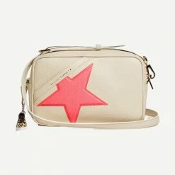 Golden Goose Womens Star Bag Hammered Leather Body Glitter Patch Star