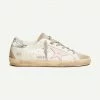 Golden Goose Super-Star Leather Upper And Star Suede Toe And Spur Laminated Heel Metal Lettering Womens