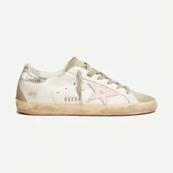 Golden Goose Super-Star Leather Upper And Star Suede Toe And Spur Laminated Heel Metal Lettering Womens
