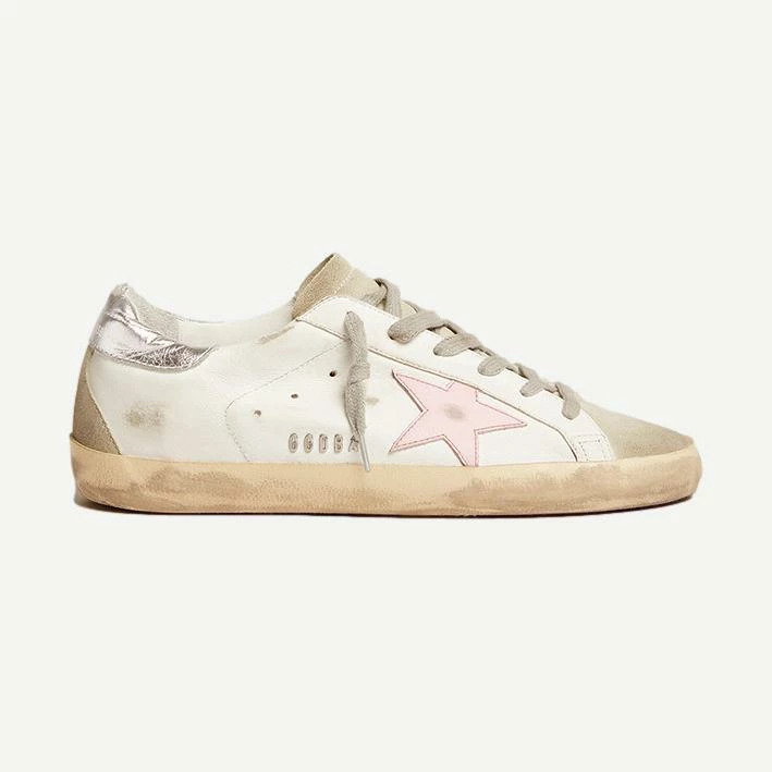 Golden Goose Super-Star Leather Upper And Star Suede Toe And Spur Laminated Heel Metal Lettering Womens 3 Golden Goose Super-Star Leather Upper And Star Suede Toe And Spur Laminated Heel Metal Lettering Womens