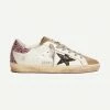 Golden Goose Super-Star Leather Upper Suede Toe Glitter Star Heel And Spur Metal Lettering