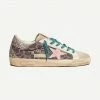Golden Goose Super-Star Lurex Leopard Fabric Upper Suede Toe Leather Star Glitter Heel And Spur