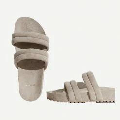 Varley Womens Giles Quilted Slides - Mink Stone